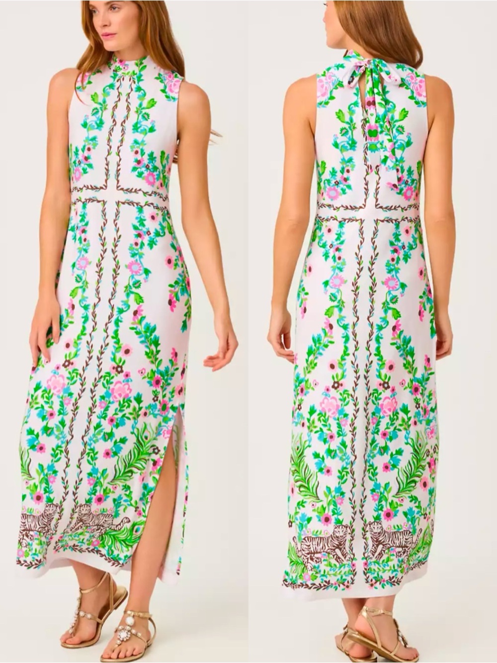 Size XL NWT Lilly Pulitzer Wellington Maxi Dress in Resort White Royal Zoo Tiger